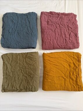 Muslin Swaddles for babies in Rose, Blue, Mustard, and Olive